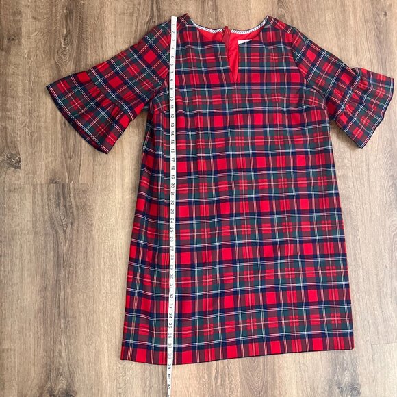 Vineyard Vines Greenwich Red Plaid Ruffle Sleeve Shift Dress Sz 18 - Picture 3 of 14